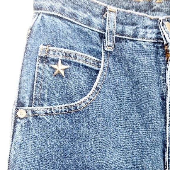 Roper Dark Wash Silver Star Detail Straight Leg High Rise Vintage Jeans - Picture 7 of 11